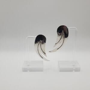 Large Navajo Sterling Silver Angel Wings Earrings Hand Stamped
